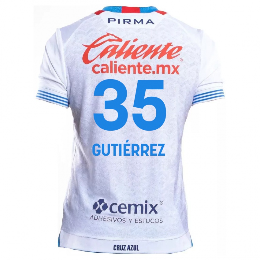 Kinderen Luis Gutiérrez #35 Wit Blauw Uitshirt Uittenue 2024/25 T-Shirt