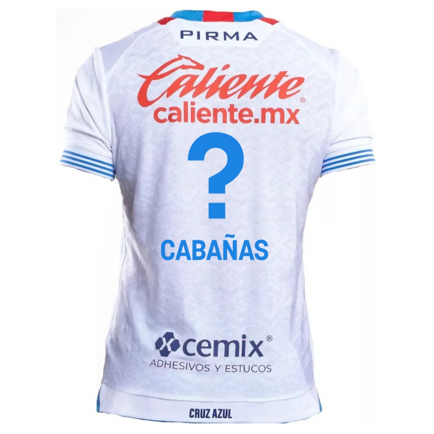 Kinderen Alfredo Cabañas #0 Wit Blauw Uitshirt Uittenue 2024/25 T-Shirt