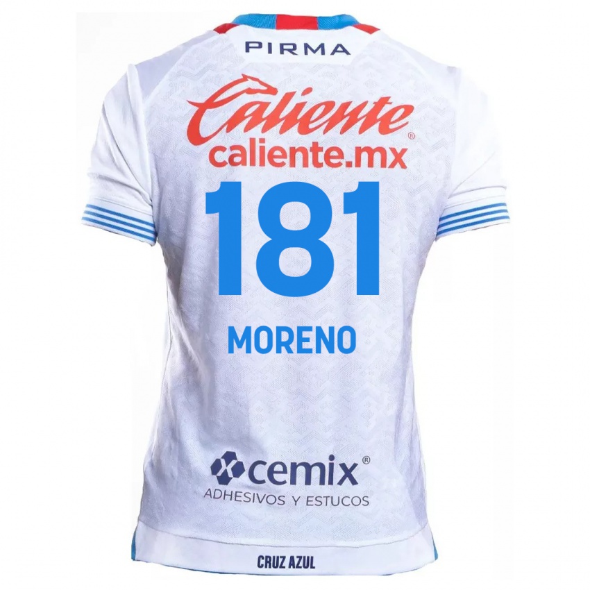 Kinderen Roberto Moreno #181 Wit Blauw Uitshirt Uittenue 2024/25 T-Shirt