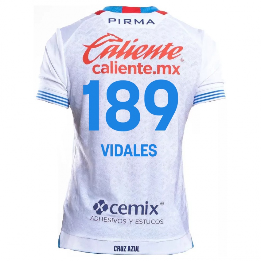 Kinderen Álvaro Vidales #189 Wit Blauw Uitshirt Uittenue 2024/25 T-Shirt