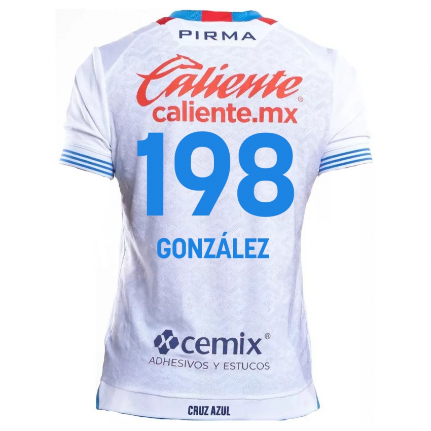 Kinderen Kenneth González #198 Wit Blauw Uitshirt Uittenue 2024/25 T-Shirt