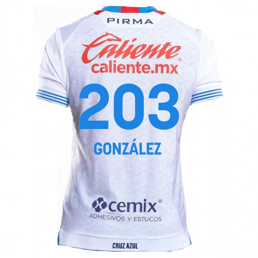 Kinderen Rogelio González #203 Wit Blauw Uitshirt Uittenue 2024/25 T-Shirt