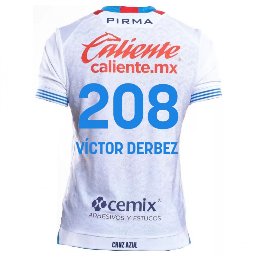 Kinderen Louis Víctor Derbez #208 Wit Blauw Uitshirt Uittenue 2024/25 T-Shirt