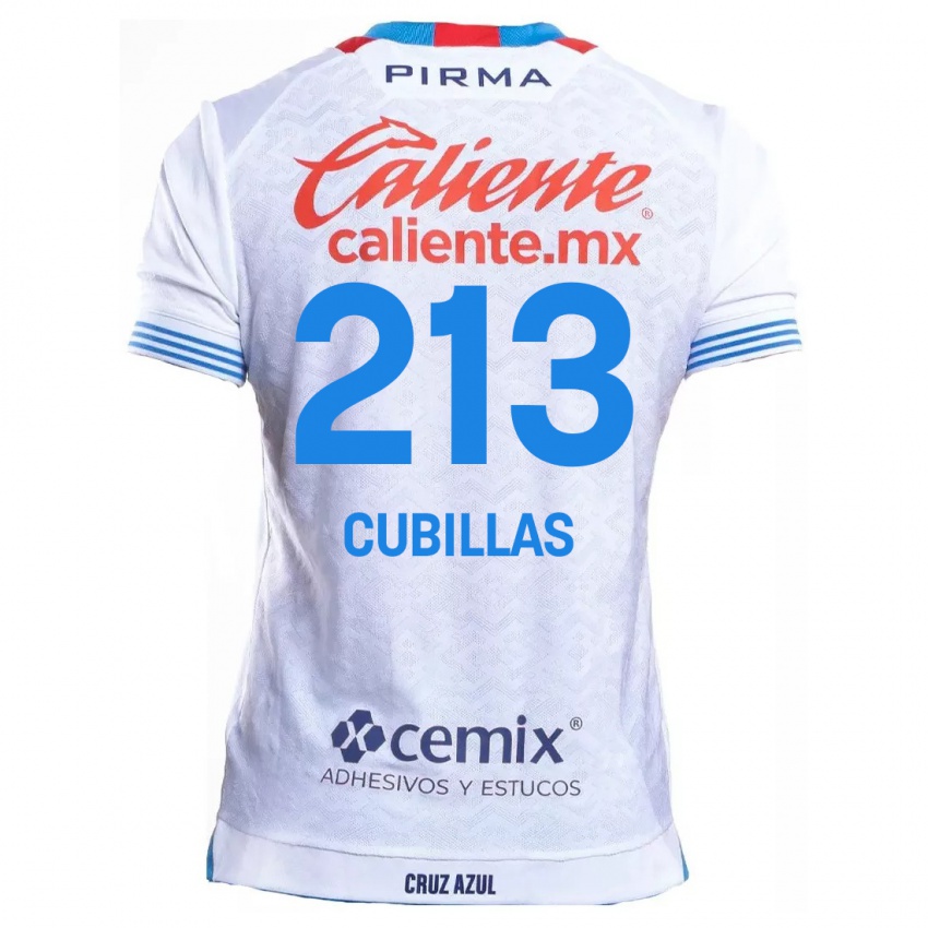 Kinderen Andre Cubillas #213 Wit Blauw Uitshirt Uittenue 2024/25 T-Shirt