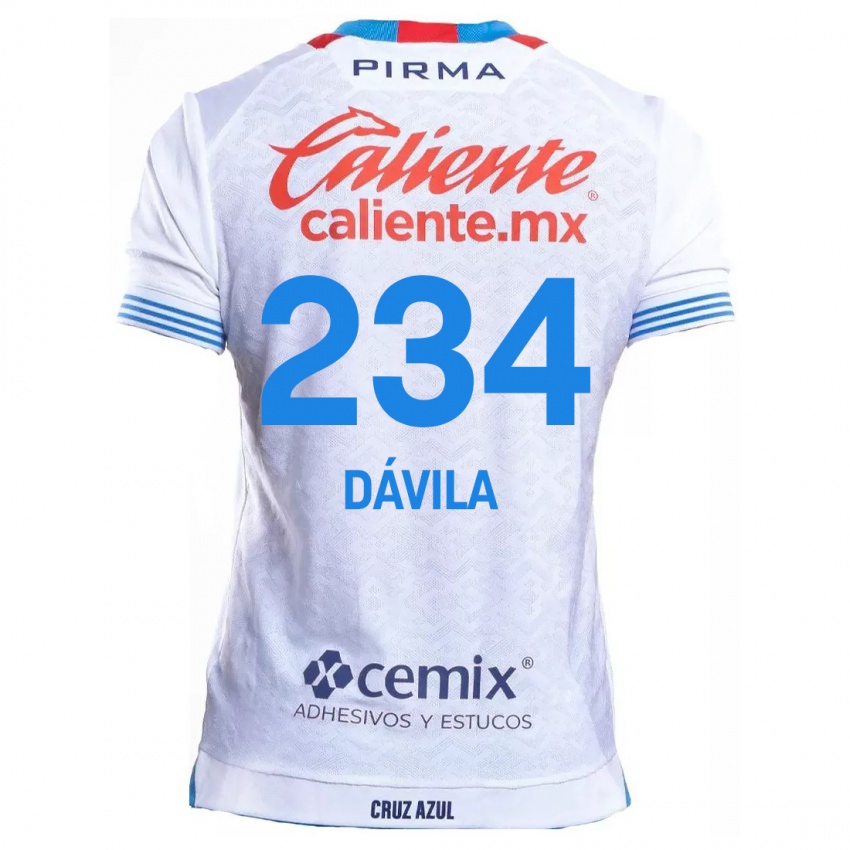 Kinderen Emilio Dávila #234 Wit Blauw Uitshirt Uittenue 2024/25 T-Shirt