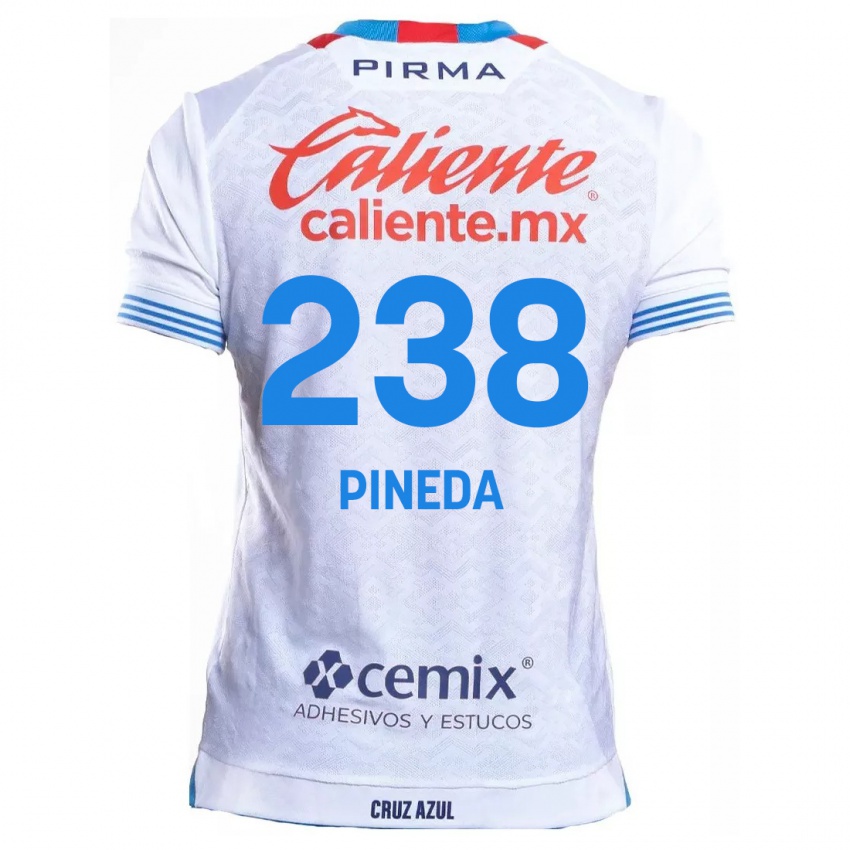 Kinderen Zadiel Pineda #238 Wit Blauw Uitshirt Uittenue 2024/25 T-Shirt