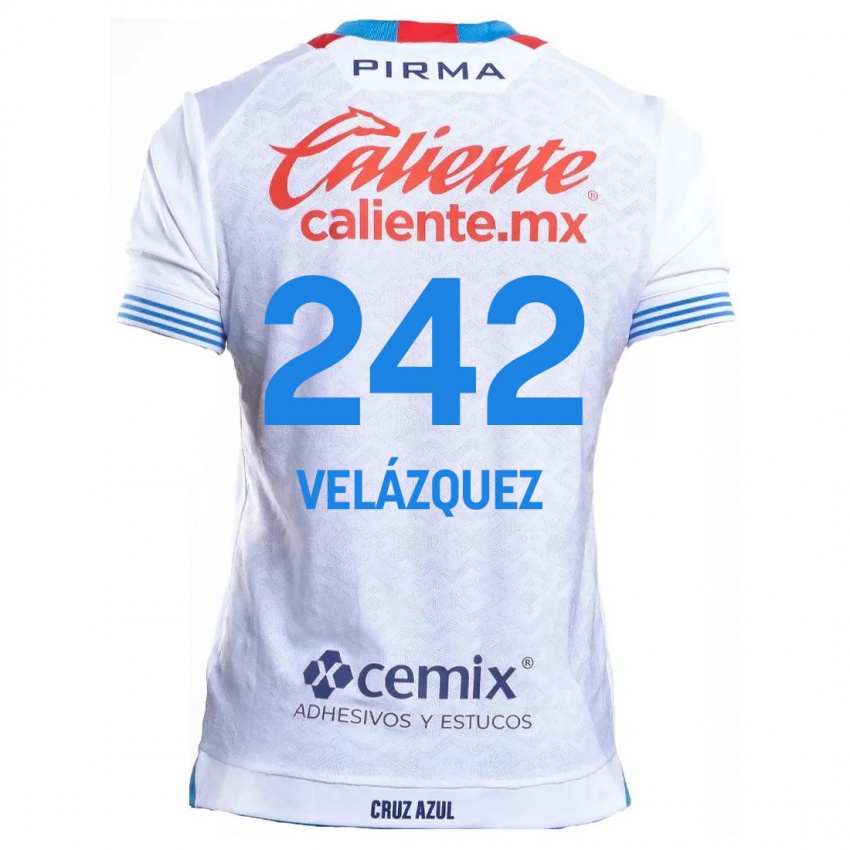 Kinderen Karol Velázquez #242 Wit Blauw Uitshirt Uittenue 2024/25 T-Shirt