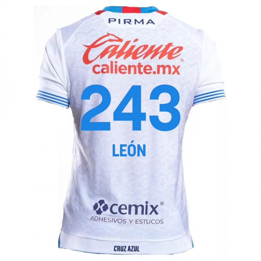 Kinderen Cristhian León #243 Wit Blauw Uitshirt Uittenue 2024/25 T-Shirt