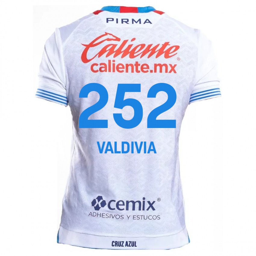 Kinderen Christian Valdivia #252 Wit Blauw Uitshirt Uittenue 2024/25 T-Shirt