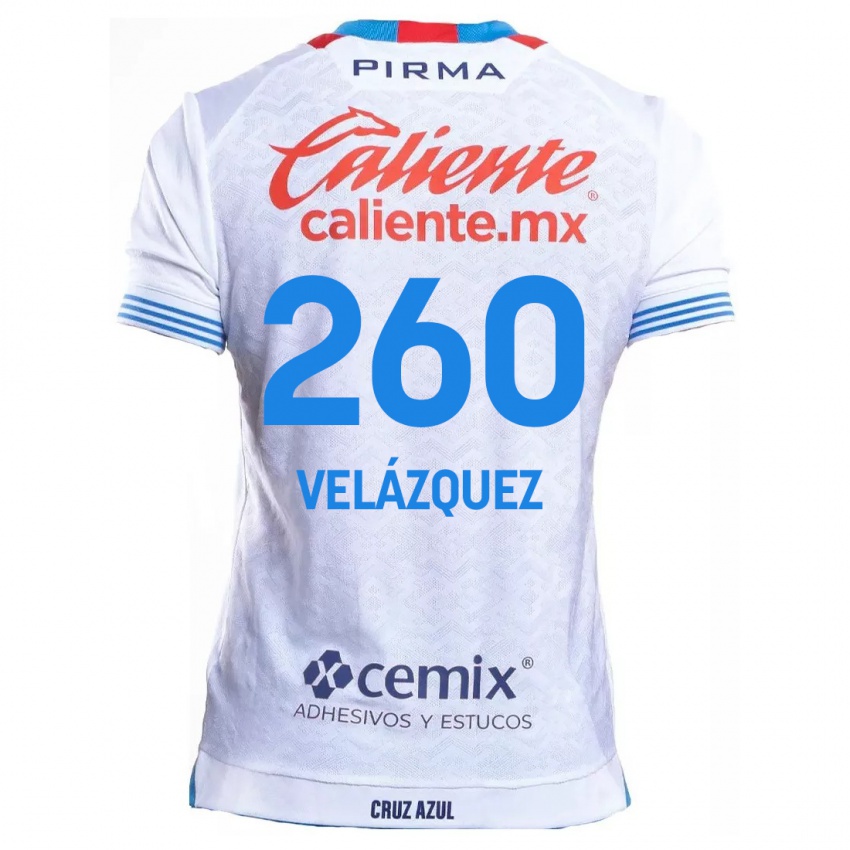 Kinderen Víctor Velázquez #260 Wit Blauw Uitshirt Uittenue 2024/25 T-Shirt