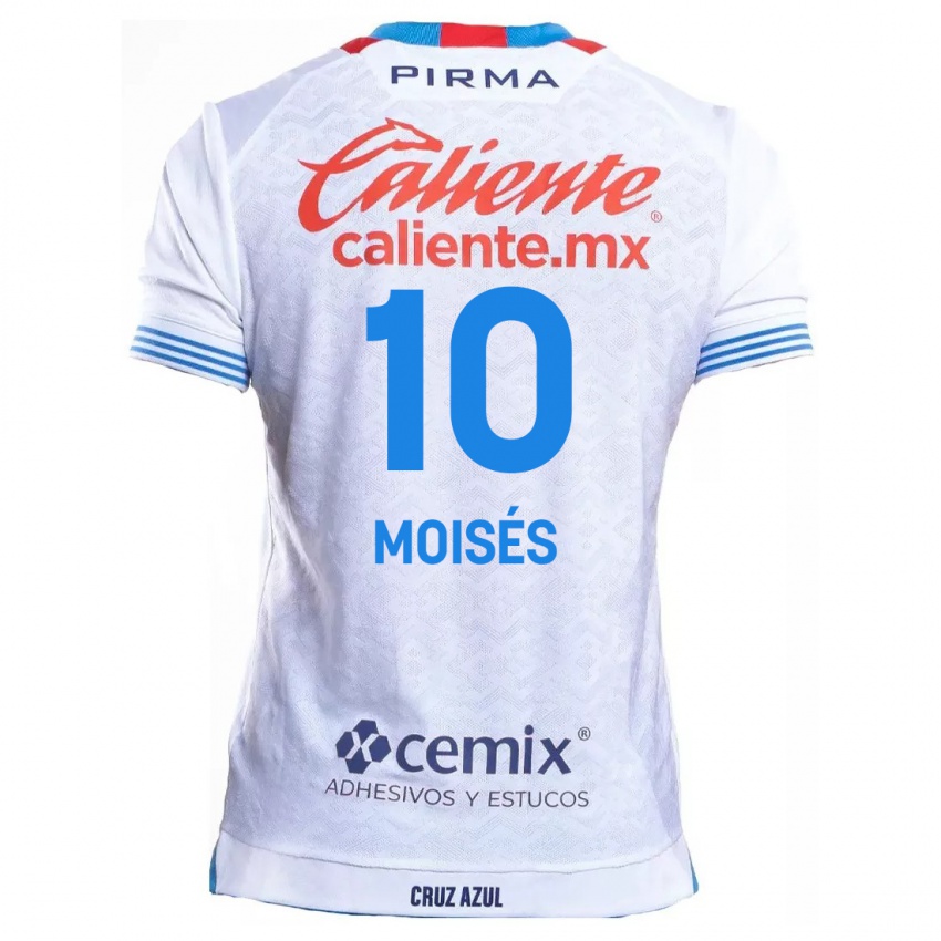 Kinderen Moisés Vieira #10 Wit Blauw Uitshirt Uittenue 2024/25 T-Shirt