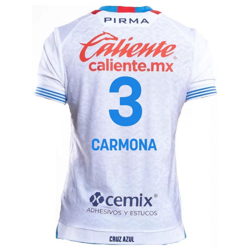 Kinderen Edith Carmona #3 Wit Blauw Uitshirt Uittenue 2024/25 T-Shirt