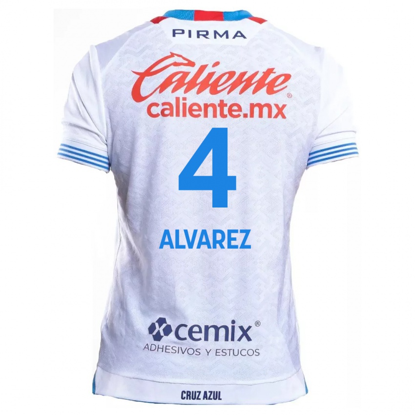 Kinderen Gabriela Alvarez #4 Wit Blauw Uitshirt Uittenue 2024/25 T-Shirt