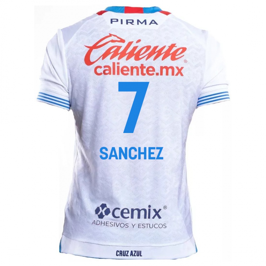 Kinderen Andrea Sanchez #7 Wit Blauw Uitshirt Uittenue 2024/25 T-Shirt