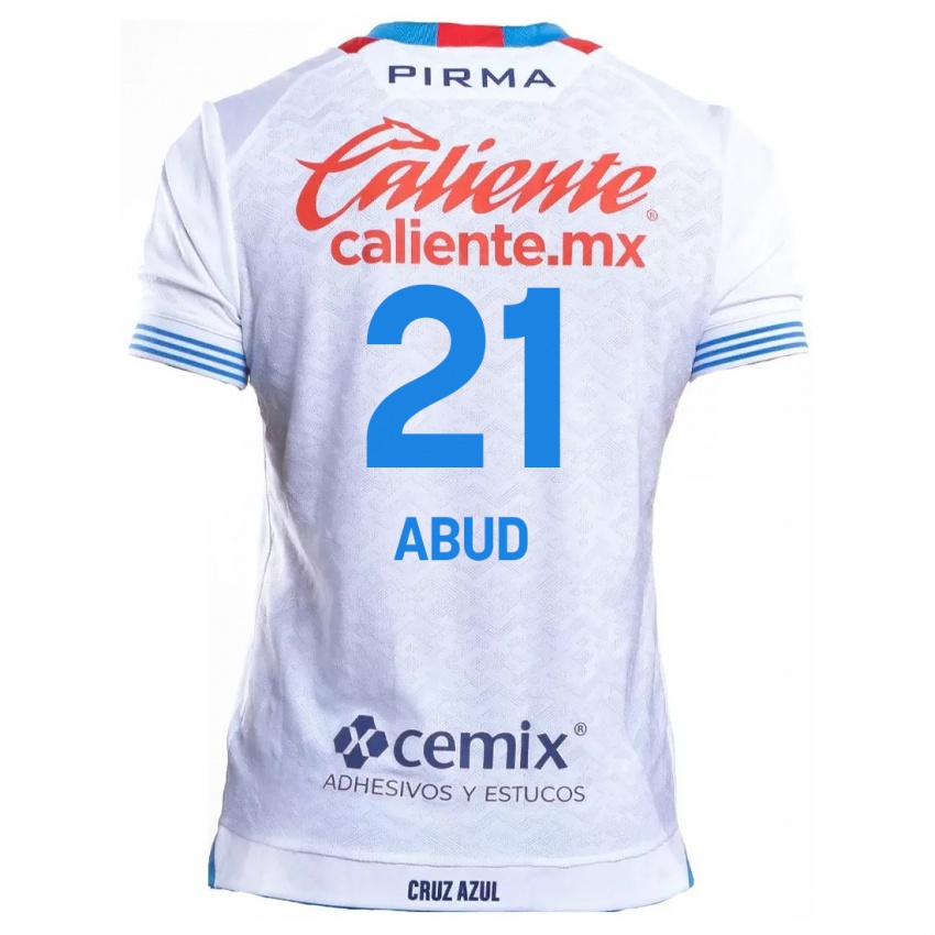 Kinderen Karime Abud #21 Wit Blauw Uitshirt Uittenue 2024/25 T-Shirt