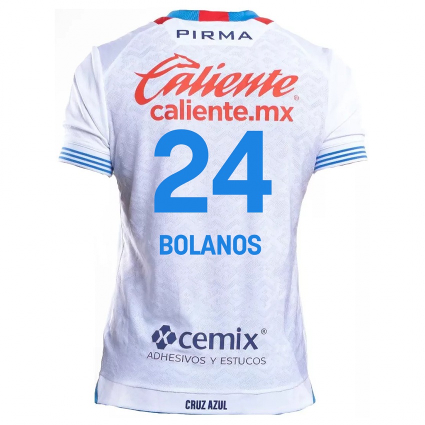 Kinderen Jatziry Bolanos #24 Wit Blauw Uitshirt Uittenue 2024/25 T-Shirt