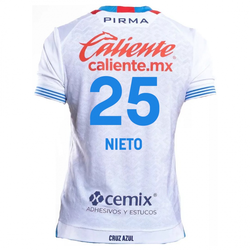 Kinderen Natsidieli Nieto #25 Wit Blauw Uitshirt Uittenue 2024/25 T-Shirt