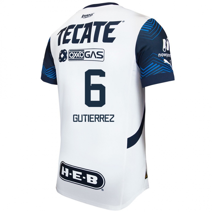 Kinderen Édson Gutiérrez #6 Wit Blauw Uitshirt Uittenue 2024/25 T-Shirt