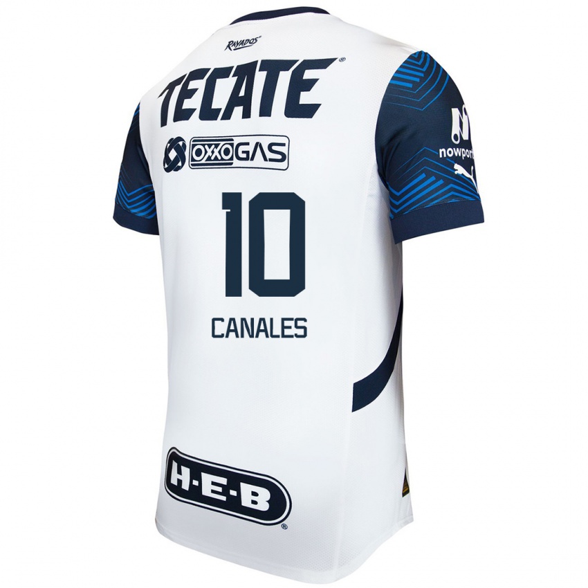 Kinderen Sergio Canales #10 Wit Blauw Uitshirt Uittenue 2024/25 T-Shirt