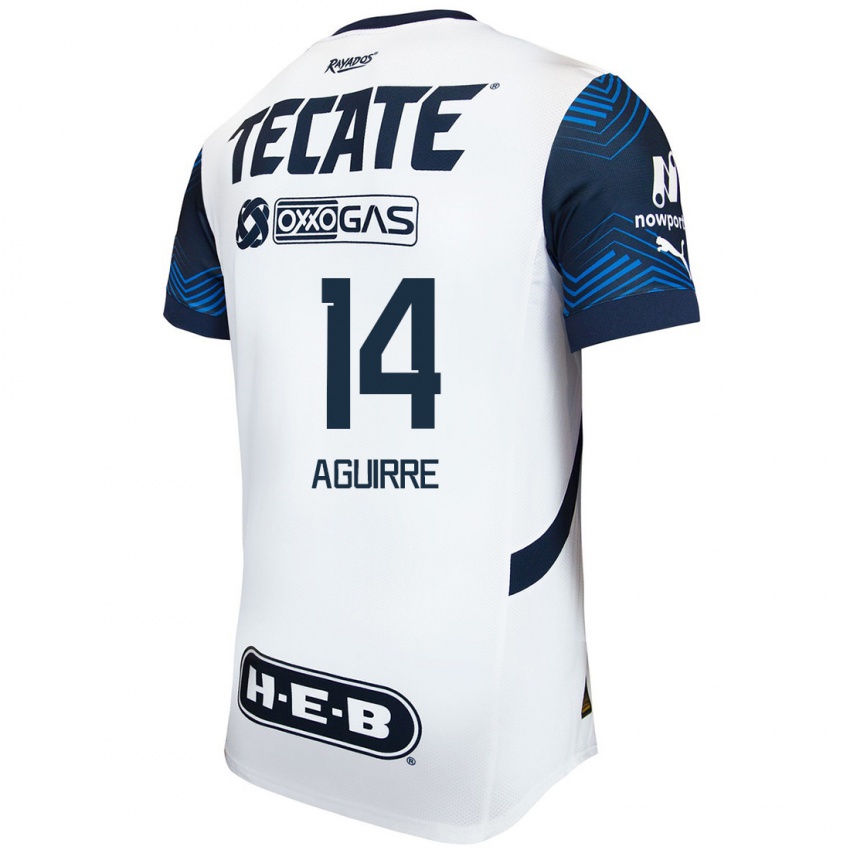 Kinderen Érick Aguirre #14 Wit Blauw Uitshirt Uittenue 2024/25 T-Shirt