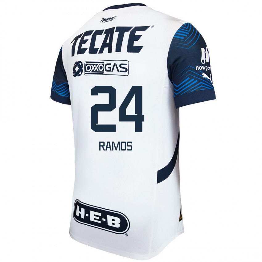 Kinderen César Ramos #24 Wit Blauw Uitshirt Uittenue 2024/25 T-Shirt