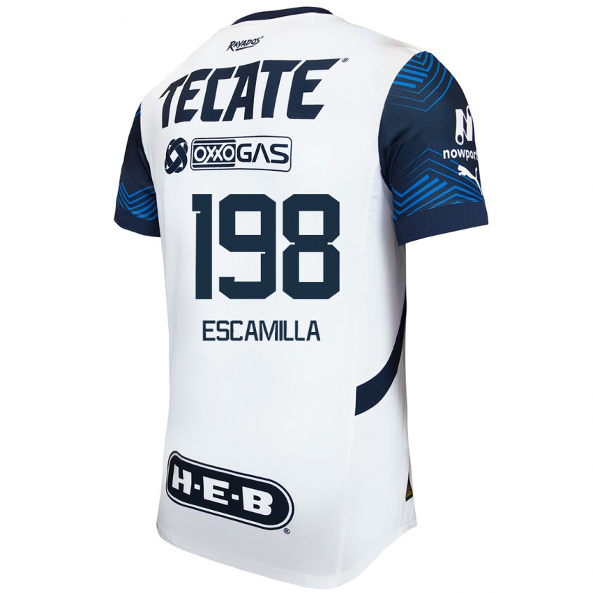 Kinderen Diego Escamilla #198 Wit Blauw Uitshirt Uittenue 2024/25 T-Shirt