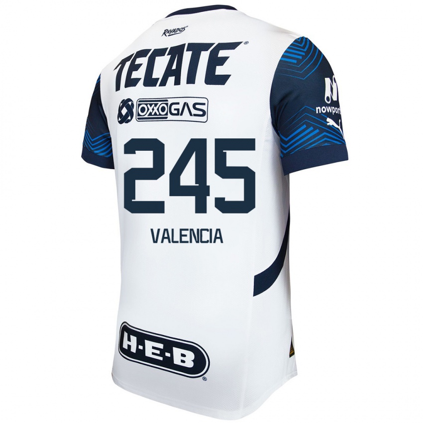 Kinderen Cristian Valencia #245 Wit Blauw Uitshirt Uittenue 2024/25 T-Shirt