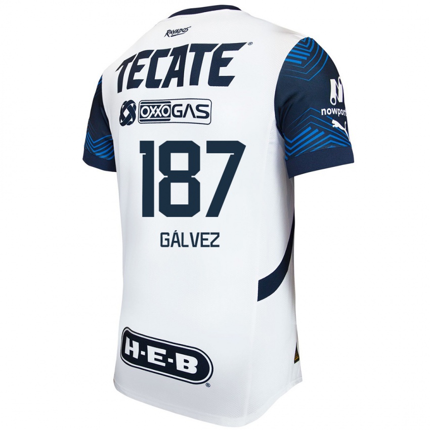 Kinderen Omar Gálvez #187 Wit Blauw Uitshirt Uittenue 2024/25 T-Shirt