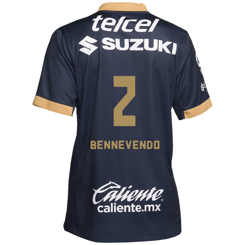 Kinderen Pablo Bennevendo #2 Obsidiaan Goud Wit Uitshirt Uittenue 2024/25 T-Shirt