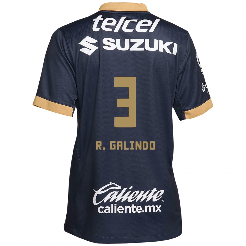 Kinderen José Galindo #3 Obsidiaan Goud Wit Uitshirt Uittenue 2024/25 T-Shirt