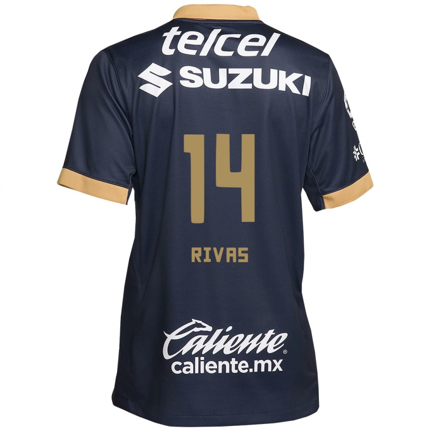 Kinderen Jesús Rivas #14 Obsidiaan Goud Wit Uitshirt Uittenue 2024/25 T-Shirt