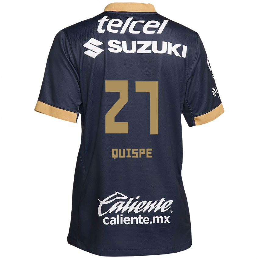 Kinderen Piero Quispe #27 Obsidiaan Goud Wit Uitshirt Uittenue 2024/25 T-Shirt