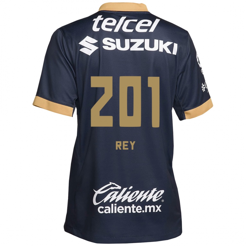 Kinderen Santiago Rey #201 Obsidiaan Goud Wit Uitshirt Uittenue 2024/25 T-Shirt