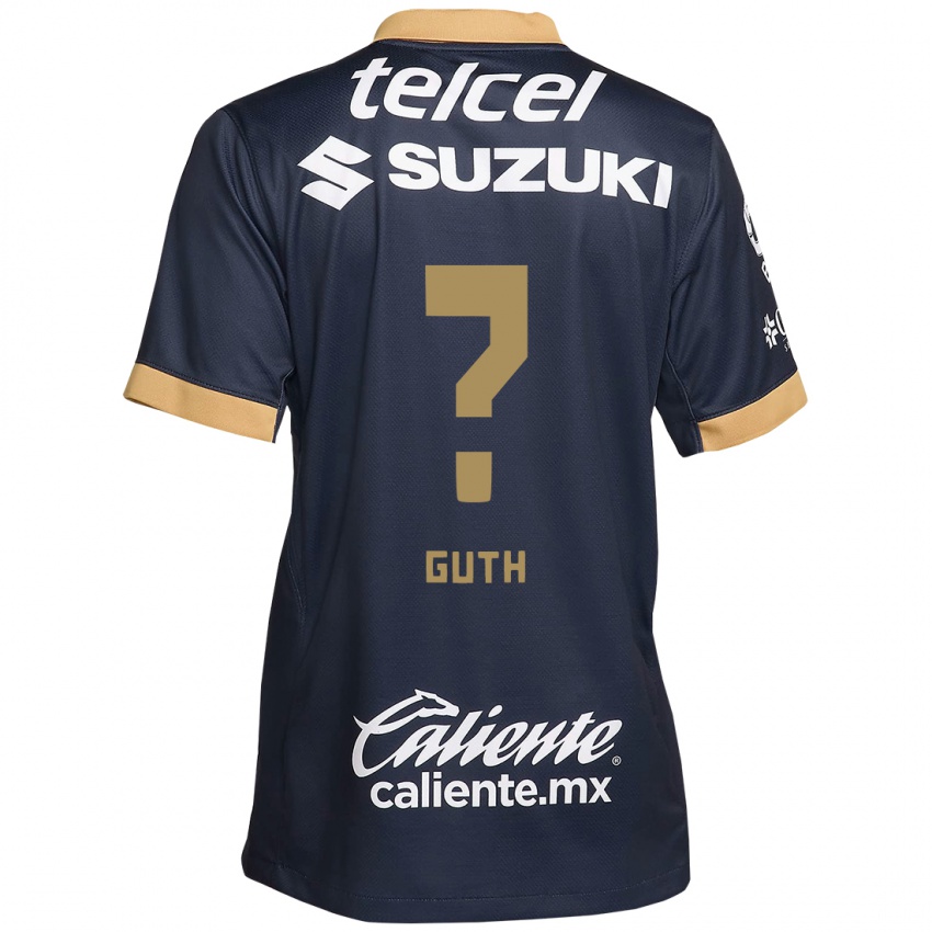 Kinderen Tiago Guth #0 Obsidiaan Goud Wit Uitshirt Uittenue 2024/25 T-Shirt