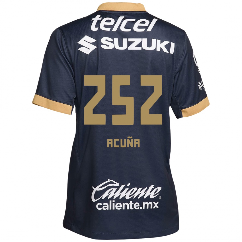 Kinderen José Acuña #252 Obsidiaan Goud Wit Uitshirt Uittenue 2024/25 T-Shirt