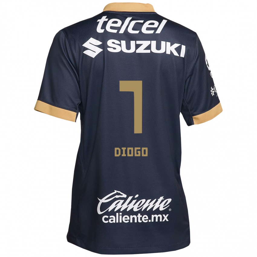 Kinderen Diogo #7 Obsidiaan Goud Wit Uitshirt Uittenue 2024/25 T-Shirt