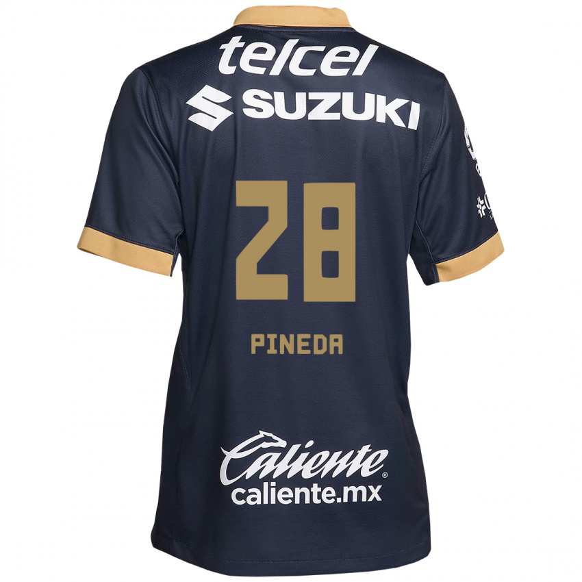 Kinderen Grecia Pineda #28 Obsidiaan Goud Wit Uitshirt Uittenue 2024/25 T-Shirt