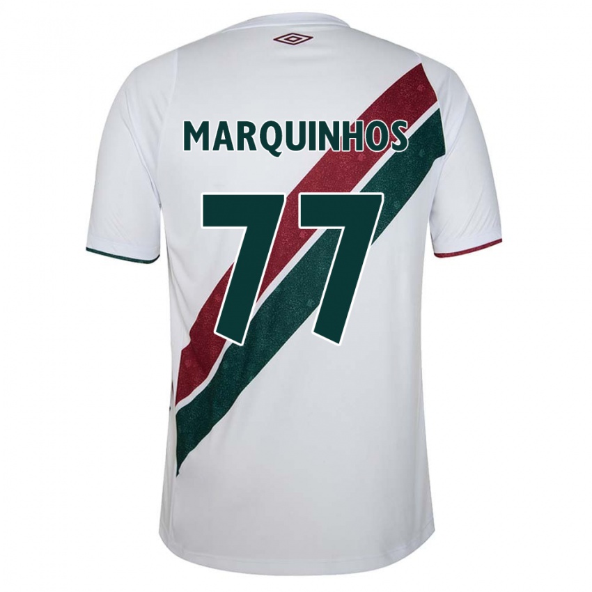 Kinderen Marquinhos #77 Wit Groen Kastanjebruin Uitshirt Uittenue 2024/25 T-Shirt