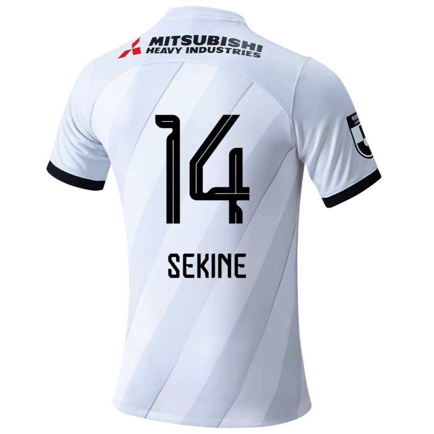 Kinderen Takahiro Sekine #14 Wit Grijs Uitshirt Uittenue 2024/25 T-Shirt