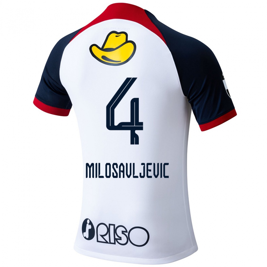 Kinderen Radomir Milosavljevic #4 Wit Blauw Rood Uitshirt Uittenue 2024/25 T-Shirt