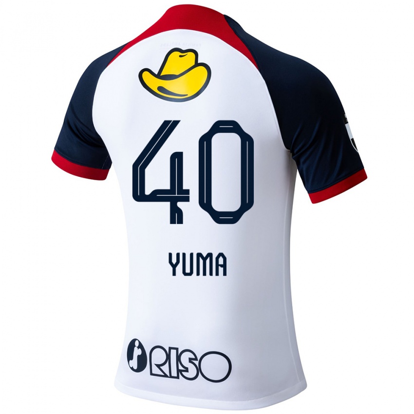 Kinderen Yuma Suzuki #40 Wit Blauw Rood Uitshirt Uittenue 2024/25 T-Shirt