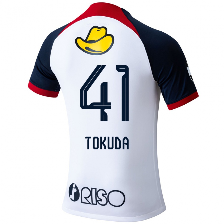 Kinderen Homare Tokuda #41 Wit Blauw Rood Uitshirt Uittenue 2024/25 T-Shirt