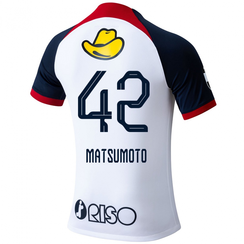 Kinderen Haruto Matsumoto #42 Wit Blauw Rood Uitshirt Uittenue 2024/25 T-Shirt