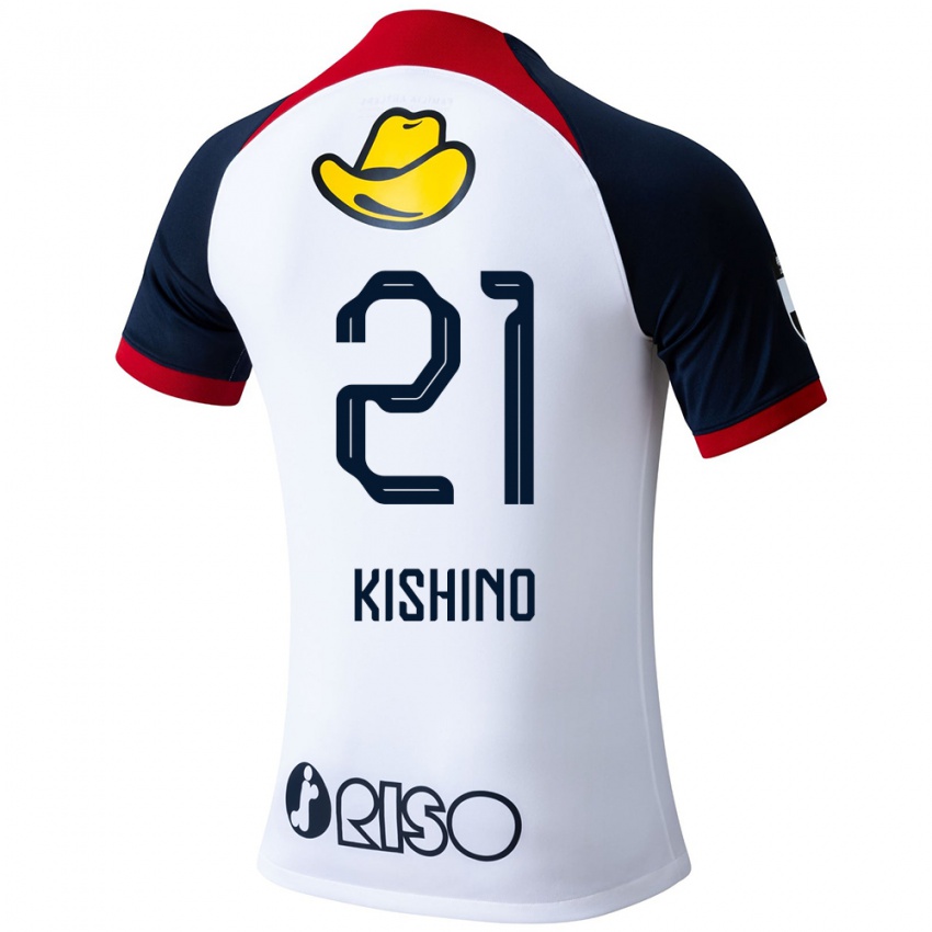 Kinderen Eita Kishino #21 Wit Blauw Rood Uitshirt Uittenue 2024/25 T-Shirt