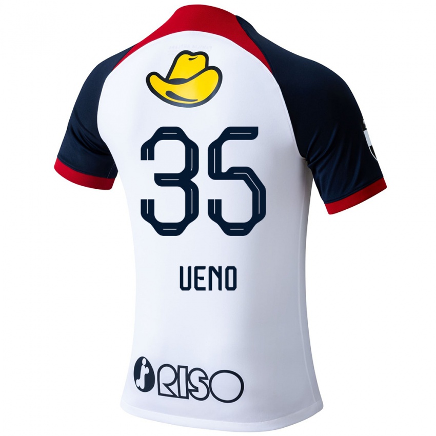 Kinderen Eita Ueno #35 Wit Blauw Rood Uitshirt Uittenue 2024/25 T-Shirt