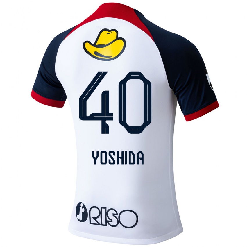 Kinderen Minato Yoshida #40 Wit Blauw Rood Uitshirt Uittenue 2024/25 T-Shirt