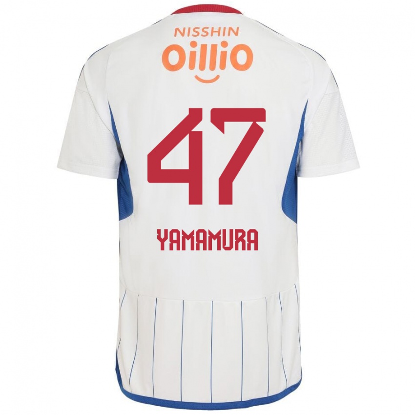 Kinderen Kazuya Yamamura #47 Wit Blauw Rood Uitshirt Uittenue 2024/25 T-Shirt