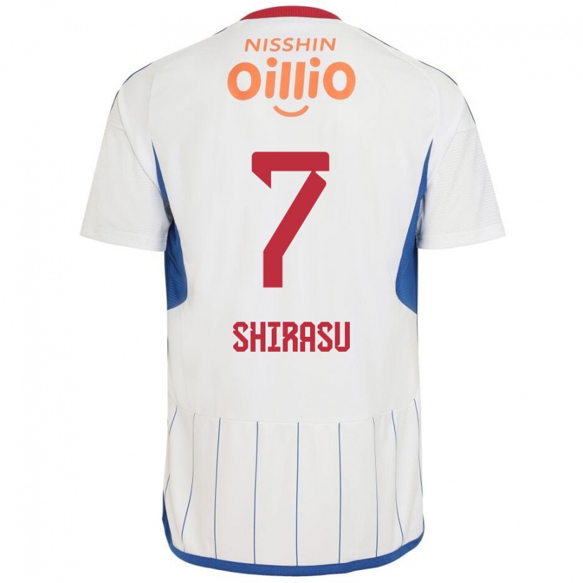 Kinderen Kento Shirasu #7 Wit Blauw Rood Uitshirt Uittenue 2024/25 T-Shirt