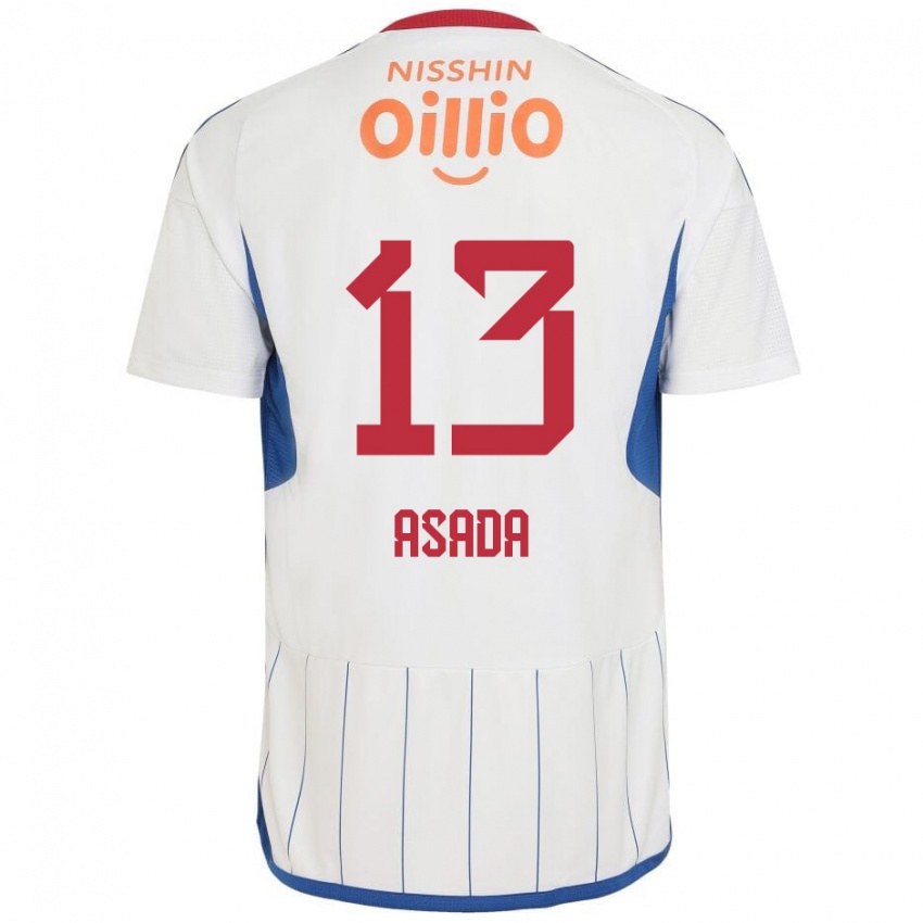 Kinderen Taisho Asada #13 Wit Blauw Rood Uitshirt Uittenue 2024/25 T-Shirt