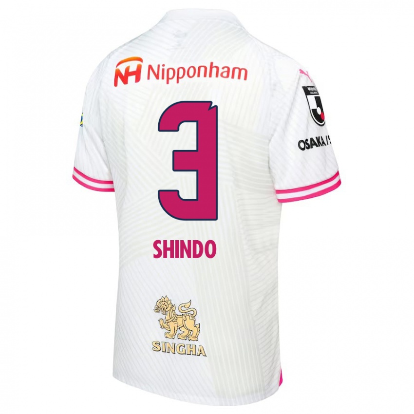 Kinderen Ryosuke Shindo #3 Wit Roze Uitshirt Uittenue 2024/25 T-Shirt